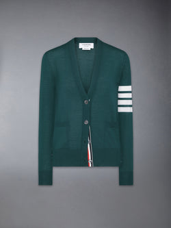 MERINO WOOL 4-BAR RELAXED FIT V-NECK CARDIGAN