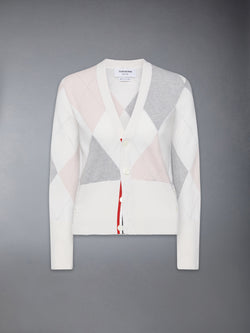 ARGYLE INTARSIA CASHMERE V NECK CARDIGAN