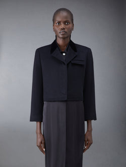 ZIBELINE COAT WEIGHT CASHMERE VELVET COLLAR CROPPED CHESTERFIELD COAT
