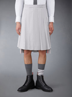 SEERSUCKER BACKSTRAP PLEATED SKIRT