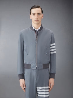 PLAIN WEAVE 4-BAR KNIT RIB BLOUSON JACKET