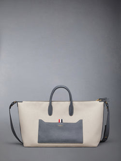 MEDIUM DUFFLE IN SALT AND PEPPER COTTON CANVAS