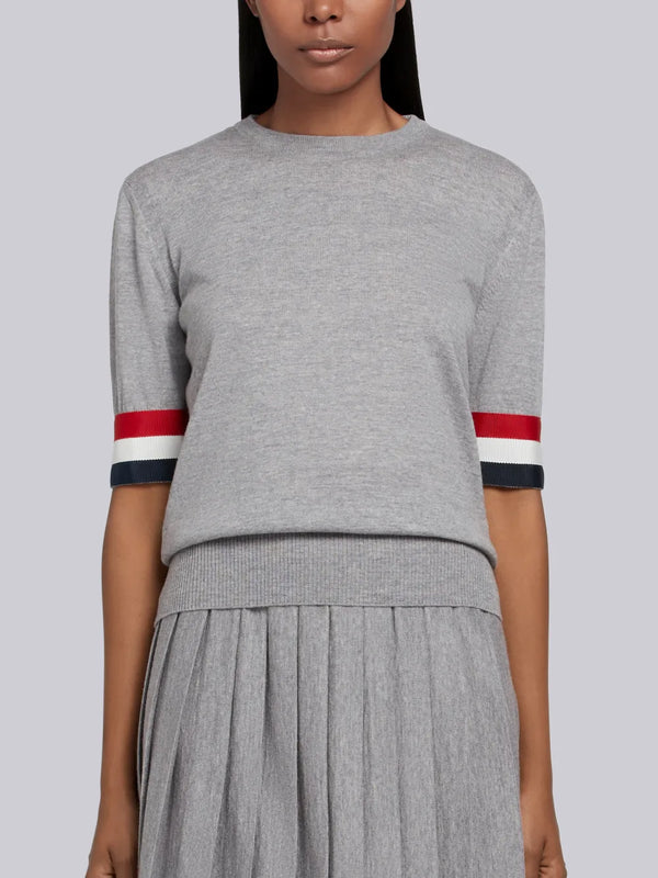 FINE MERINO WOOL RWB GROSGRAIN CUFF TEE - featured image