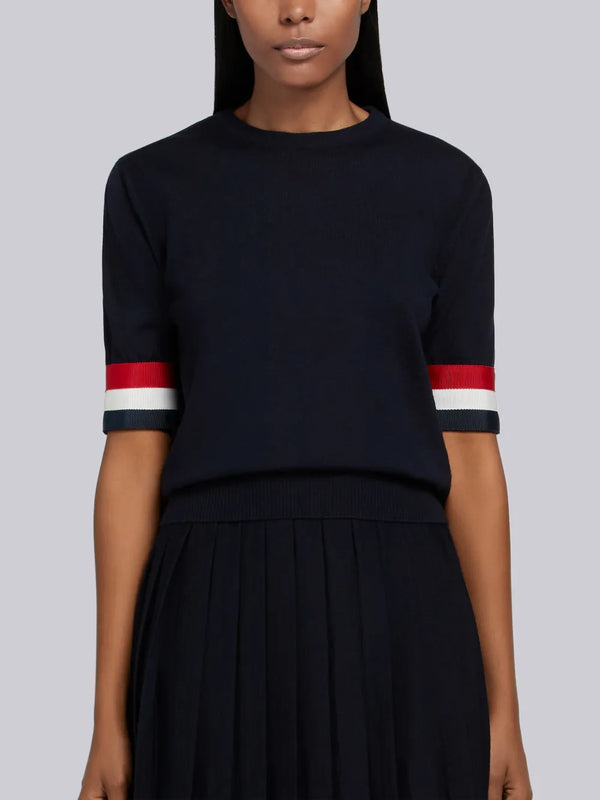 FINE MERINO WOOL RWB GROSGRAIN CUFF TEE - featured image