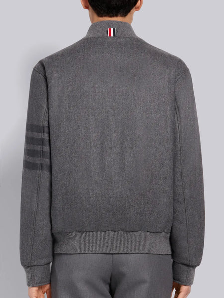 Medium Grey Tech Down Wool Flannel Tonal 4-Bar Relaxed Blouson Jacket MED GREY