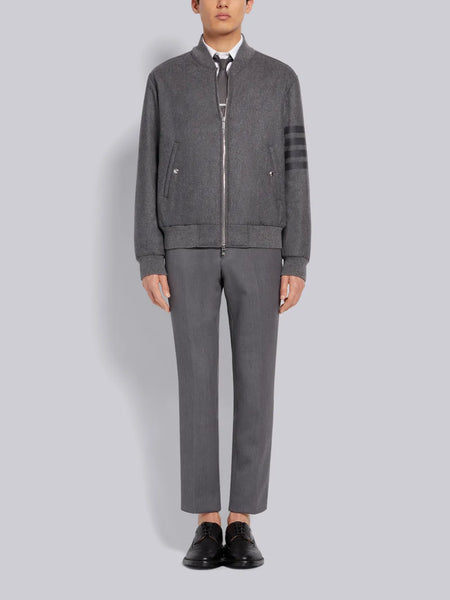 Medium Grey Tech Down Wool Flannel Tonal 4-Bar Relaxed Blouson Jacket MED GREY