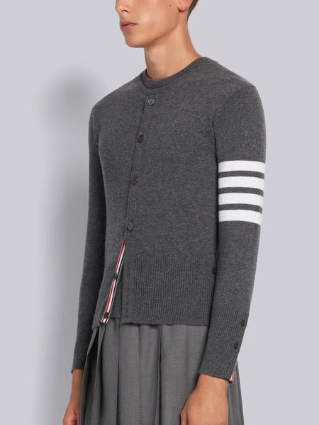 CASHMERE 4-BAR CREW NECK CARDIGAN ミディアム グレー