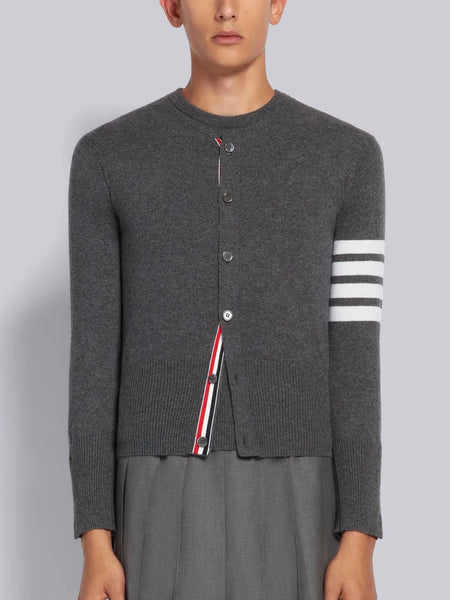 CASHMERE 4-BAR CREW NECK CARDIGAN ミディアム グレー