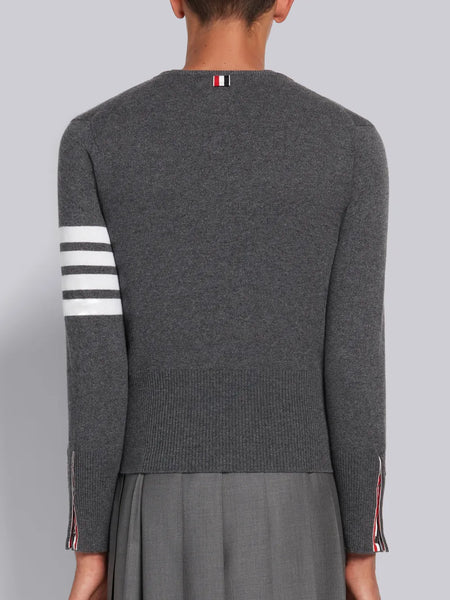 CASHMERE 4-BAR CREW NECK CARDIGAN ミディアム グレー