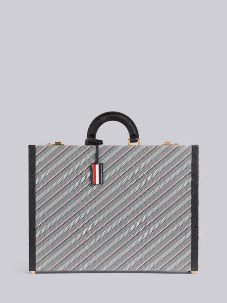 MEDIUM GREY MONOGRAM COATED CANVAS LEATHER FRAME ATTACHE CASE MED GREY