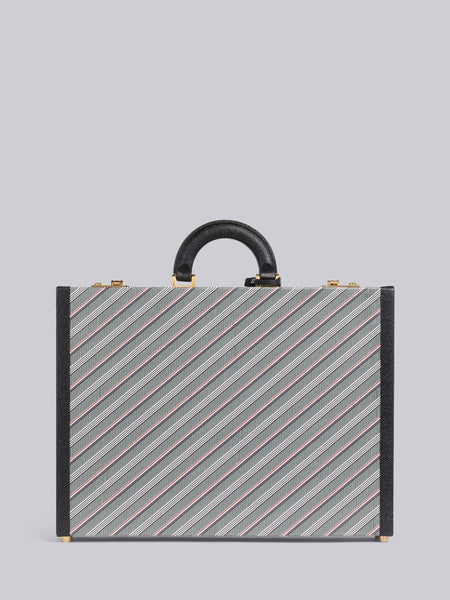 MEDIUM GREY MONOGRAM COATED CANVAS LEATHER FRAME ATTACHE CASE MED GREY
