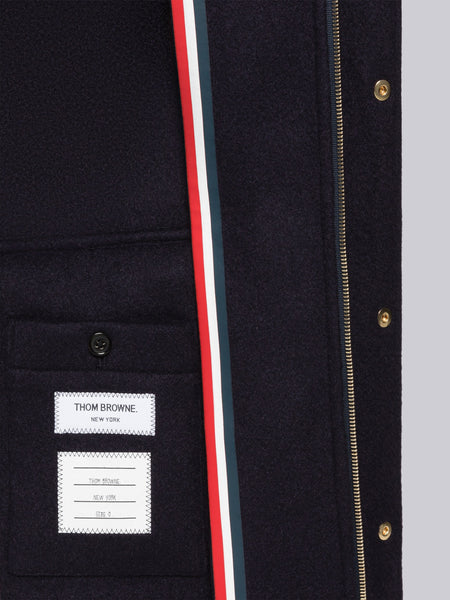 Military Weight Cashmere Snap Front Rain Parka NAVY