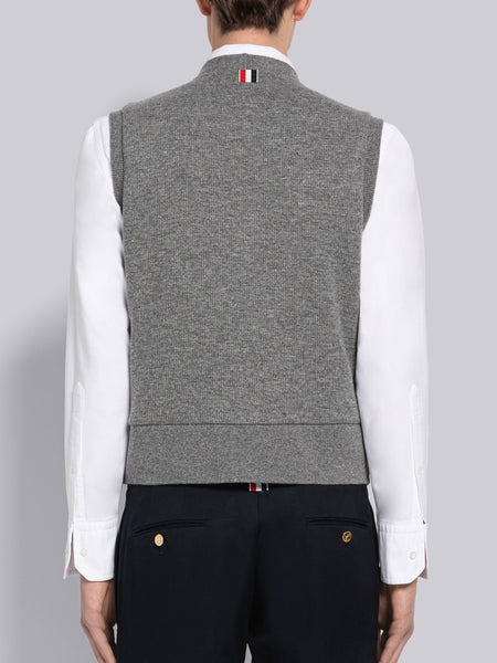 CASHMERE WAFFLE CARDIGAN VEST ミディアム グレー