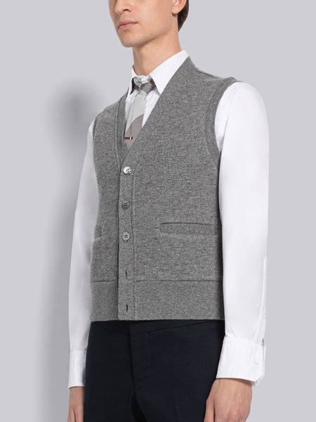 CASHMERE WAFFLE CARDIGAN VEST ミディアム グレー