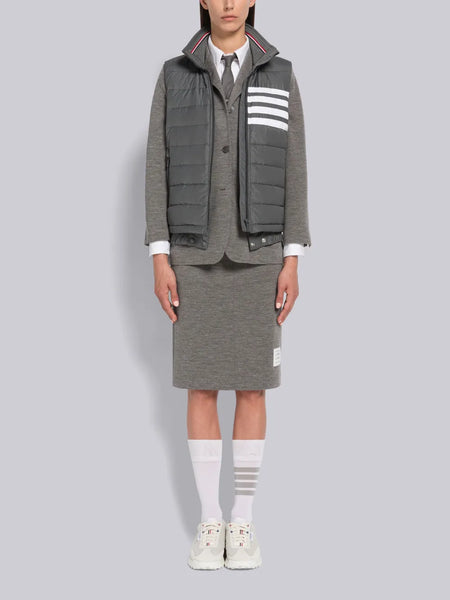 POLY TWILL DOWN FILL 4-BAR FUNNEL NECK HOOD VEST MED GREY