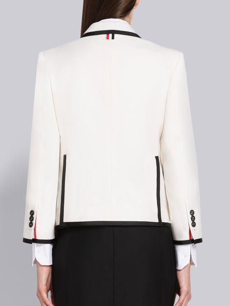 TWILL WEAVE WOOL TIPPING HOLIDAY HIGH ARMHOLE SPORT COAT WHITE