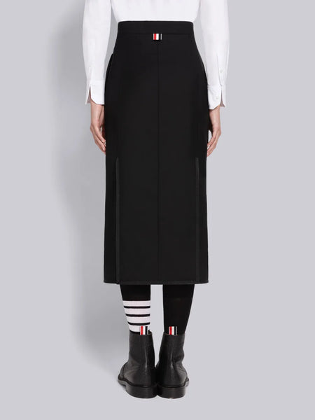TWILL TIPPING HOLIDAY HIGH WAISTED MIDI PENCIL SKIRT BLACK