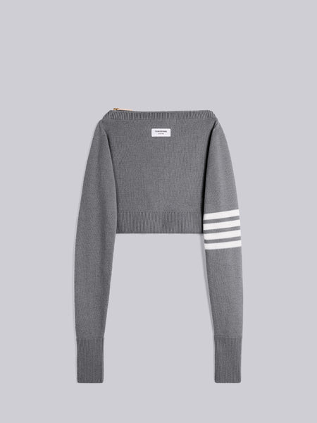 JERSEY STITCH MERINO CREW NECK SWEATER SHELL BAG MED GREY