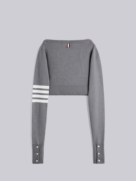 JERSEY STITCH MERINO CREW NECK SWEATER SHELL BAG MED GREY