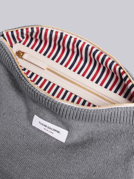 JERSEY STITCH MERINO CREW NECK SWEATER SHELL BAG MED GREY