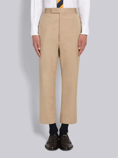 COTTON TWILL STRAIGHT LEG TROUSERS キャメル