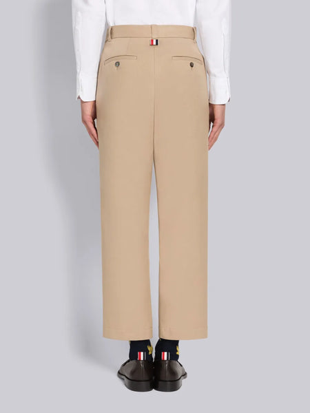 COTTON TWILL STRAIGHT LEG TROUSERS キャメル