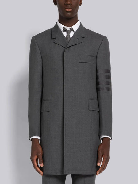 PLAIN WEAVE 4-BAR CHESTERFIELD OVERCOAT DARK GREY
