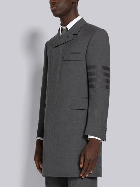 PLAIN WEAVE 4-BAR CHESTERFIELD OVERCOAT DARK GREY