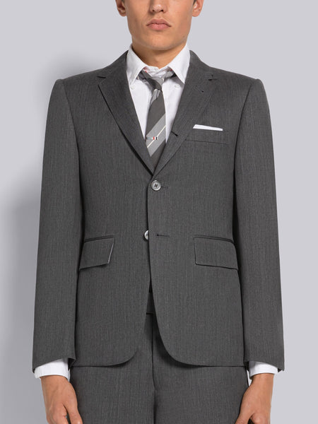 STIFF WOOL GABARDINE CLASSIC SPORT COAT MED GREY