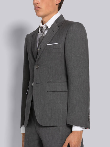 STIFF WOOL GABARDINE CLASSIC SPORT COAT MED GREY