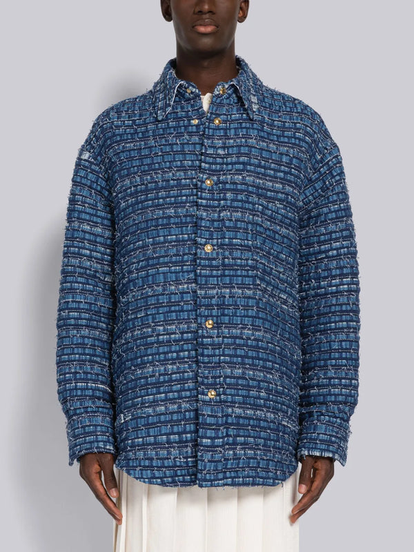DENIM RIBBON TWEED OVERSIZED SHIRT JACKET - featured image