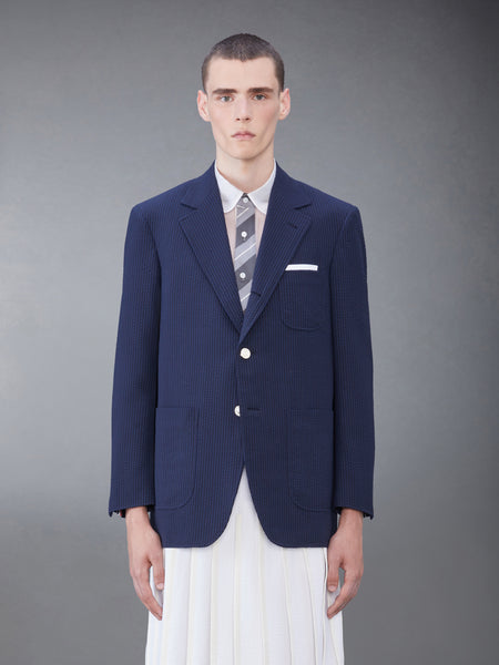 WOOL SEERSUCKER PATCH POCKET SPORT COAT NAVY