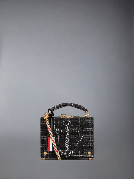 PLAID RIBBON TWEED MICRO ATTACHE CASE BLACK