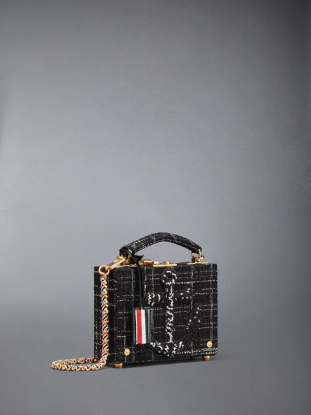 PLAID RIBBON TWEED MICRO ATTACHE CASE BLACK