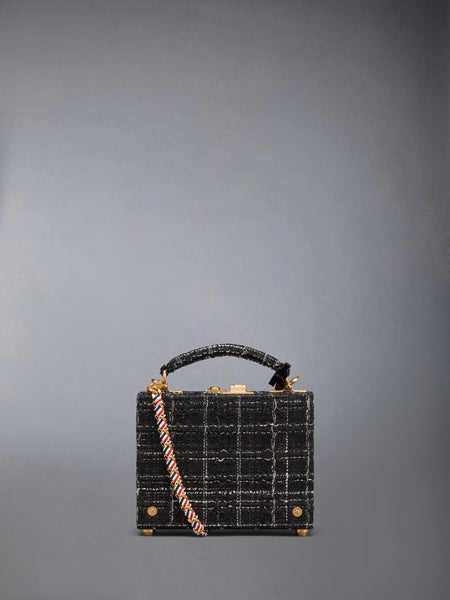 PLAID RIBBON TWEED MICRO ATTACHE CASE BLACK