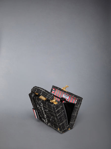 PLAID RIBBON TWEED MICRO ATTACHE CASE BLACK
