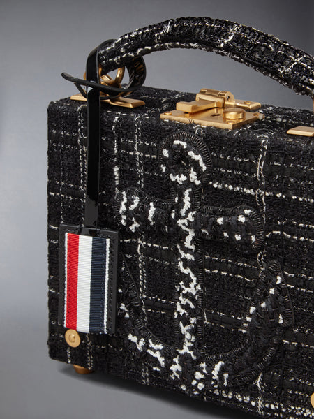 PLAID RIBBON TWEED MICRO ATTACHE CASE BLACK