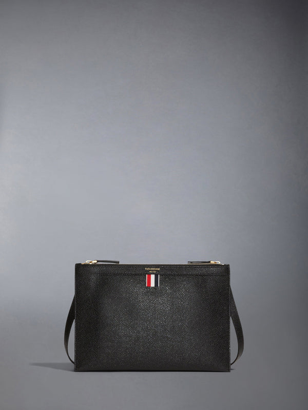 PEBBLE GRAIN DOUBLE ZIP DOCUMENT HOLDER CROSSBODY - featured image