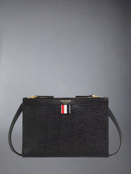 PEBBLE GRAIN SMALL DOCUMENT HOLDER CROSSBODY BLACK