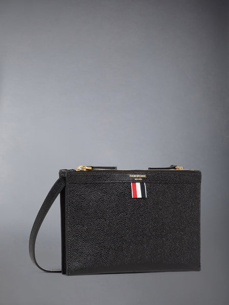 PEBBLE GRAIN SMALL DOCUMENT HOLDER CROSSBODY BLACK