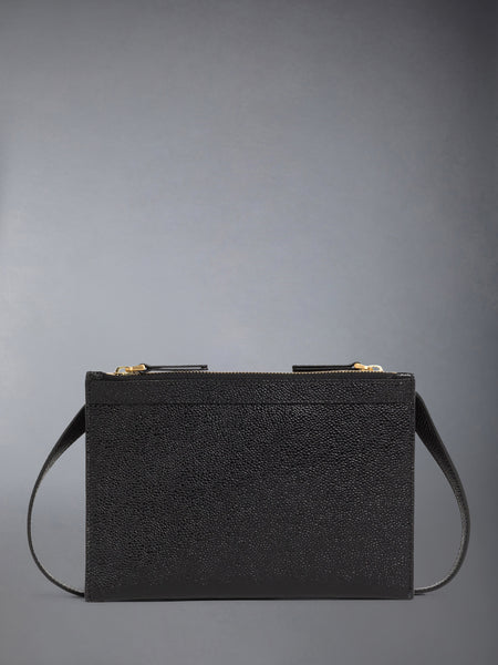 PEBBLE GRAIN SMALL DOCUMENT HOLDER CROSSBODY BLACK