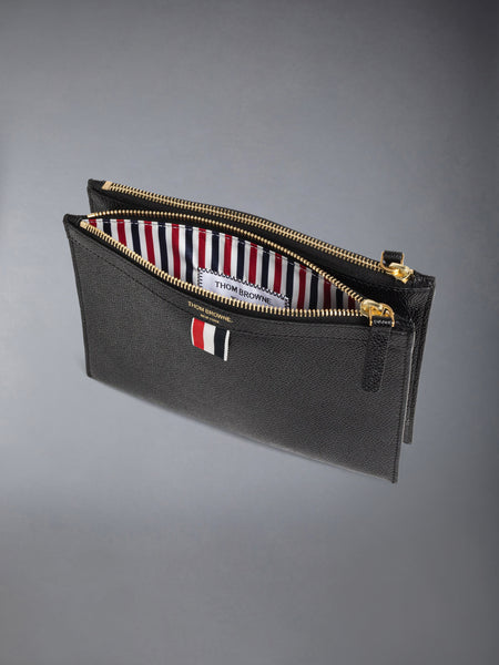 PEBBLE GRAIN SMALL DOCUMENT HOLDER CROSSBODY BLACK