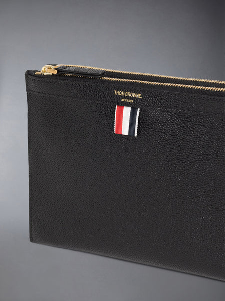 PEBBLE GRAIN SMALL DOCUMENT HOLDER CROSSBODY BLACK