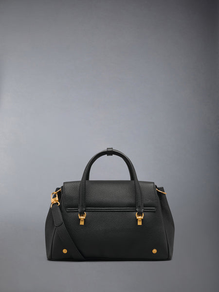 SMALL BOLTON BAG IN SOFT PEBBLE GRAIN LEATHER BLACK