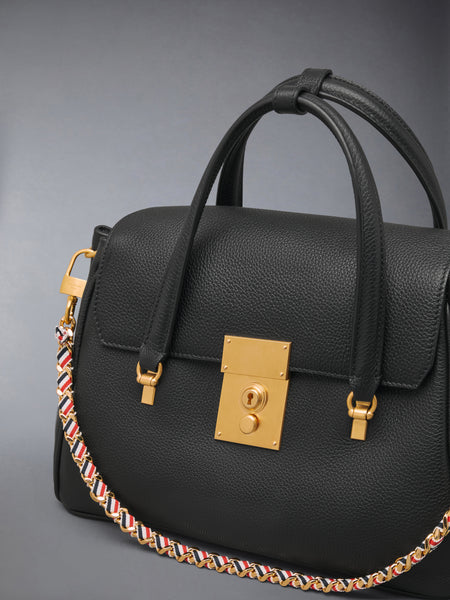 SMALL BOLTON BAG IN SOFT PEBBLE GRAIN LEATHER BLACK