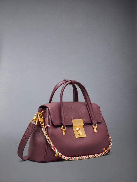 SMALL BOLTON BAG IN SOFT PEBBLE GRAIN LEATHER DK BURGUNDY
