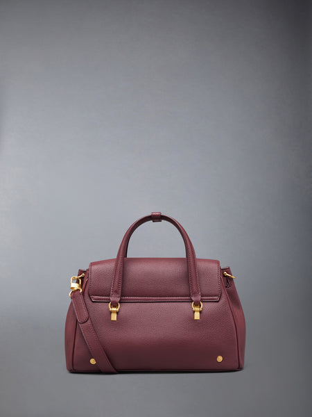 SMALL BOLTON BAG IN SOFT PEBBLE GRAIN LEATHER DK BURGUNDY