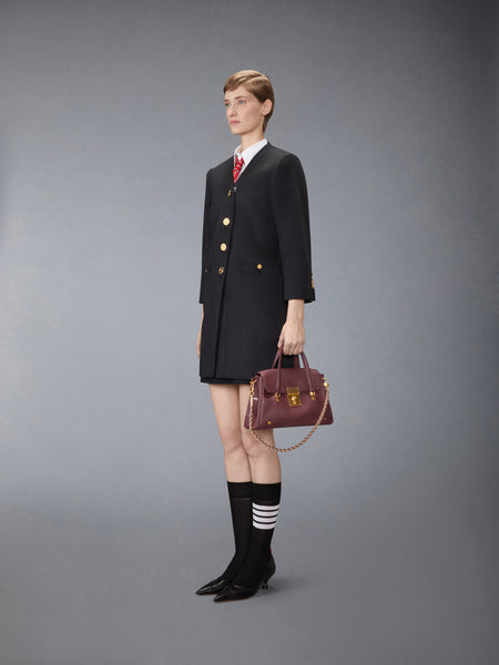 SMALL BOLTON BAG IN SOFT PEBBLE GRAIN LEATHER DK BURGUNDY
