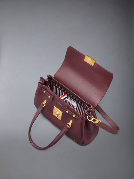SMALL BOLTON BAG IN SOFT PEBBLE GRAIN LEATHER DK BURGUNDY