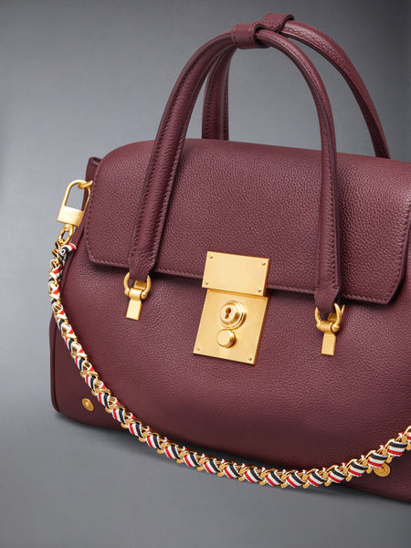 SMALL BOLTON BAG IN SOFT PEBBLE GRAIN LEATHER DK BURGUNDY